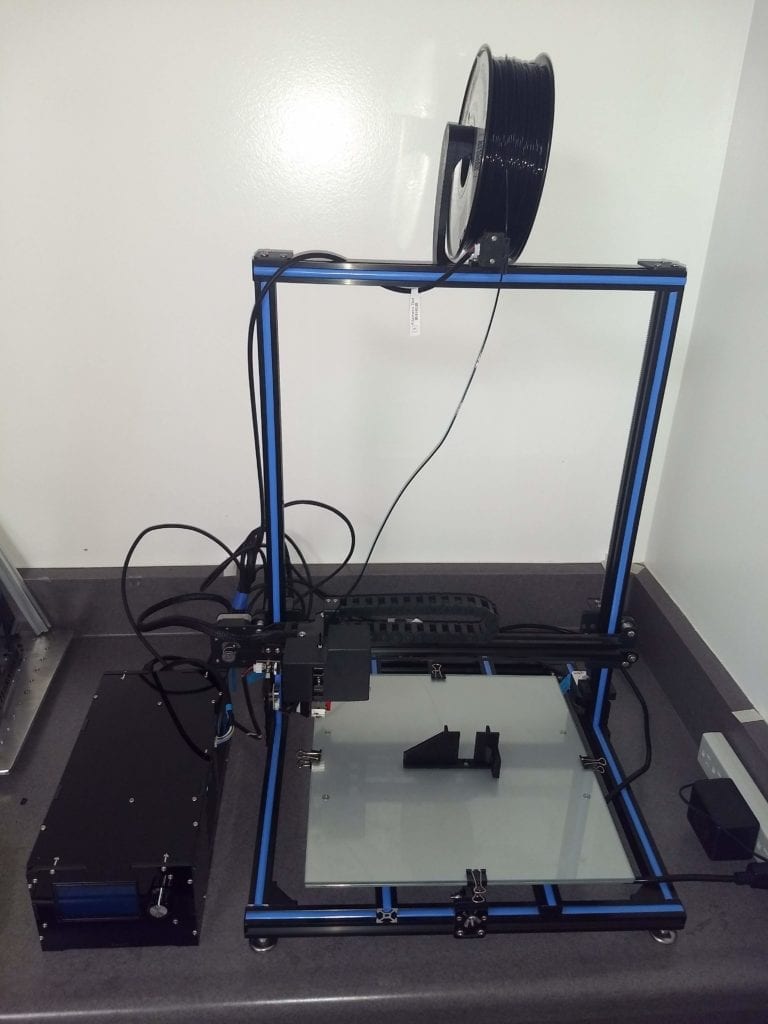 This is the 3D printer available for our project use in the Clean Room. We used it to print our PLA stage brackets, as well as some of the less critical frame and opto-mechanical fixtures.